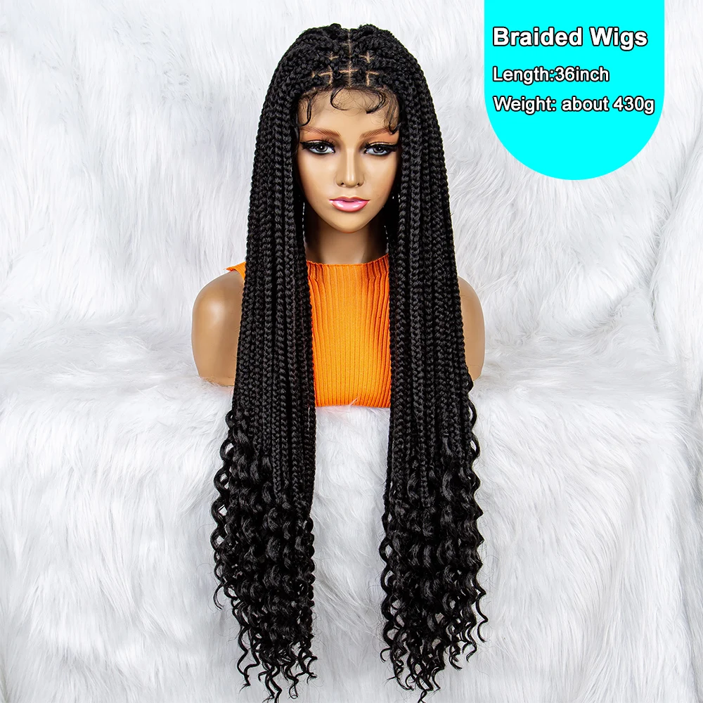 KIMA Synthetic Lace Front Wig Braided Wigs Knotless Box Braids Wig With Baby Hair For Black Women Full Lace Wigs Braid African