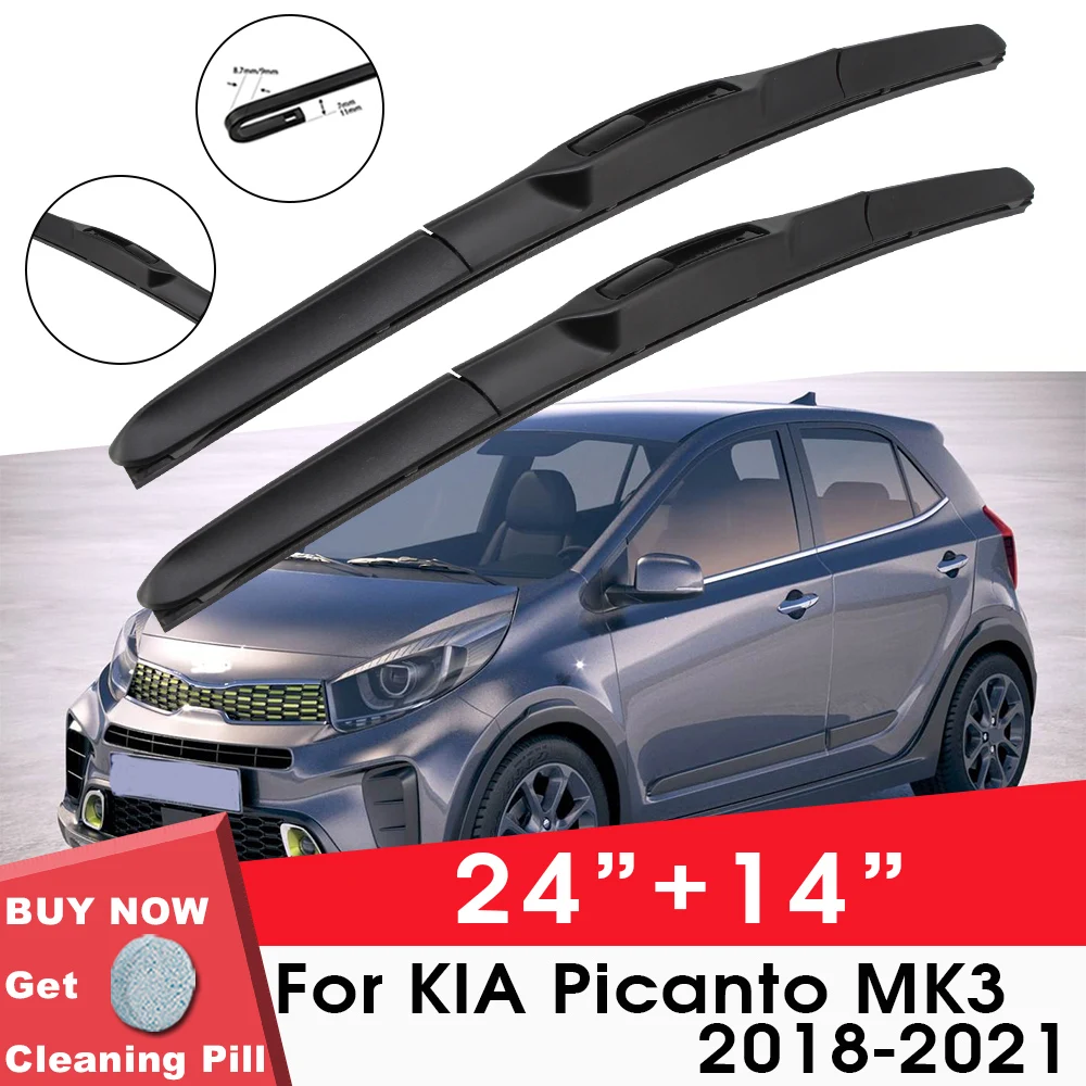 Car Wiper BladeFront Window Windshield Rubber Refill Wiper For KIA Picanto MK3 2018-2021 24"+14" Car Accessories