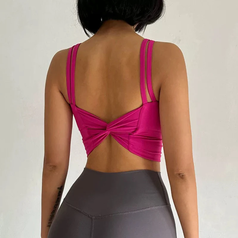 Damen-Yoga-Sport-BH, stoßdämpfende Brustkollektion, schöner Rücken, schnelltrocknende Fitness-Trainingsweste – Detail 9