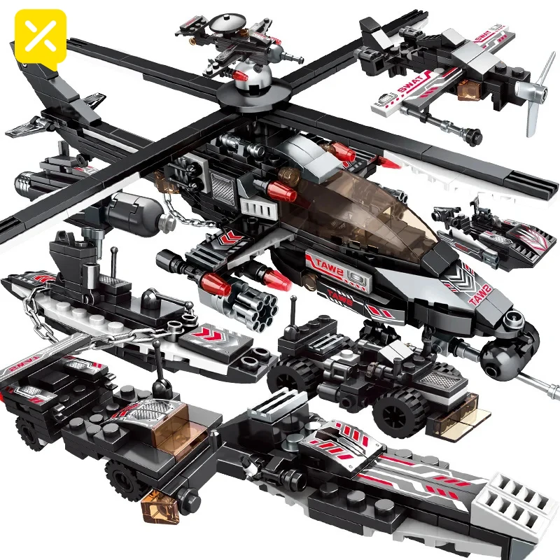 ToylinX SWAT Police Command Truck Building Blocks City Helicopter Bricks Kit Educational Toys for Children