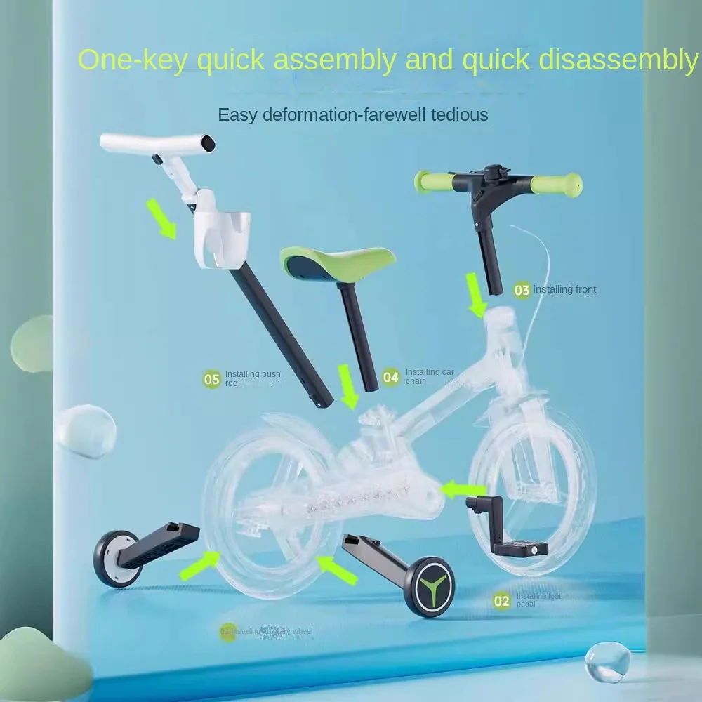 ZHIO-Children's Balance Car 3-Wheeled Pedal Scooter Walking Car Young High  Children's Bike  Baby Bike 5 in 1