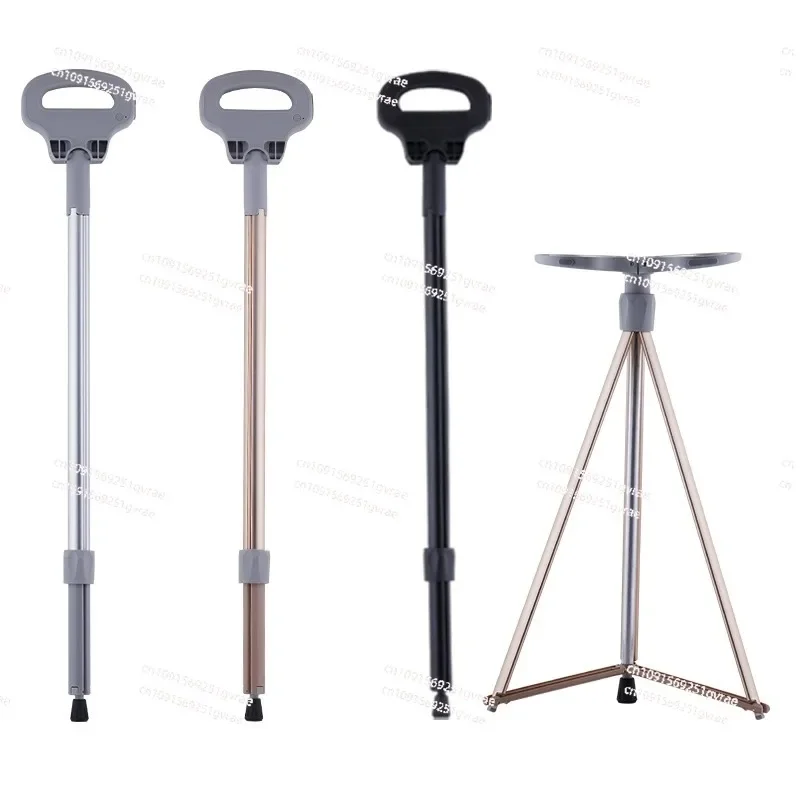 crutches chair old man folding non-slip cane crutches bench with stool seat can be sat lightly