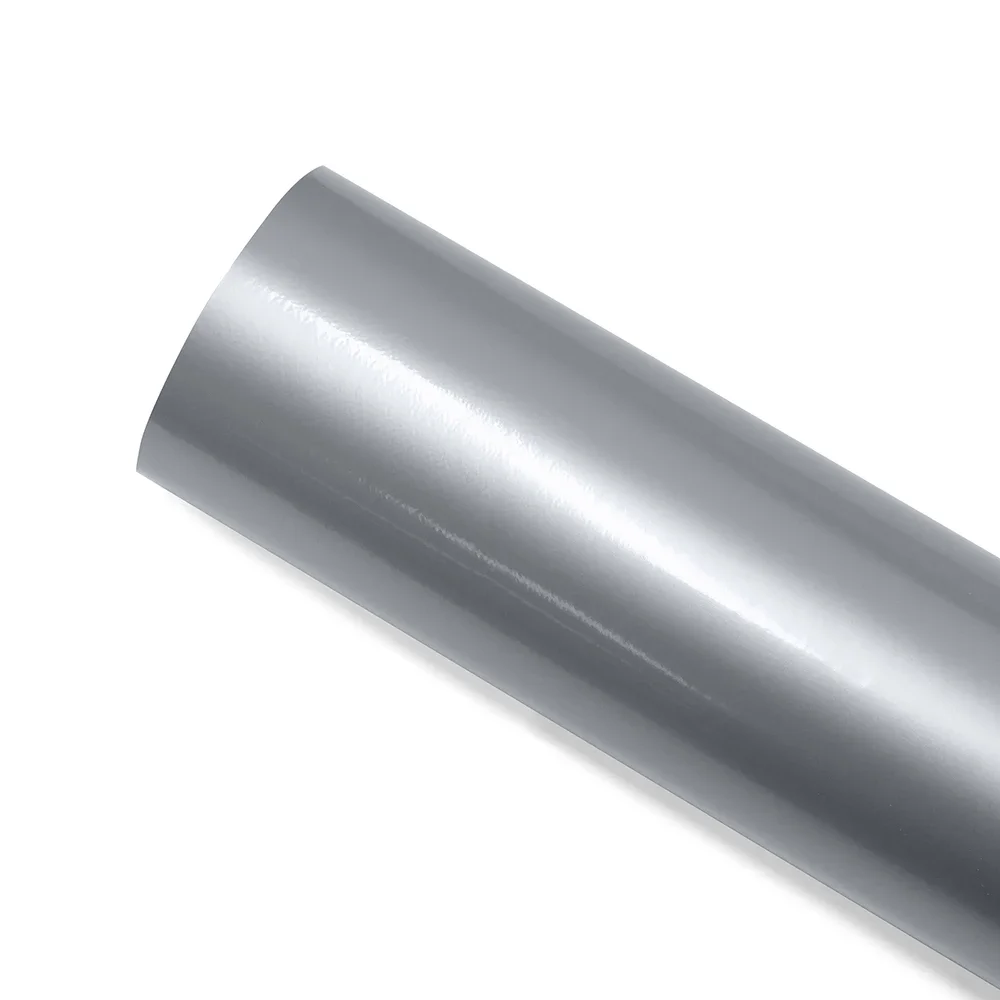 สติกเกอร์รถเปลี่ยนสีฟิล์มไวนิลGlossy Silver Bubbleฟรีฟิล์มPVCรถห่อDecalรถอุปกรณ์ตกแต่งอัตโนมัติ