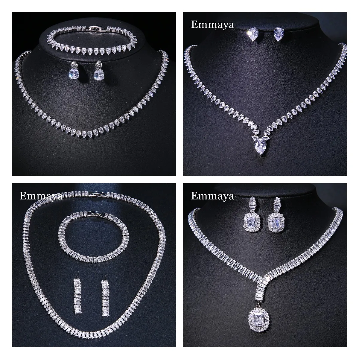 Emmaya Noble Cubic Zircon Jewelry Set Bridal Wedding Party For Female Fascinating Dress-Up Geometry Shape Elegant Ornament