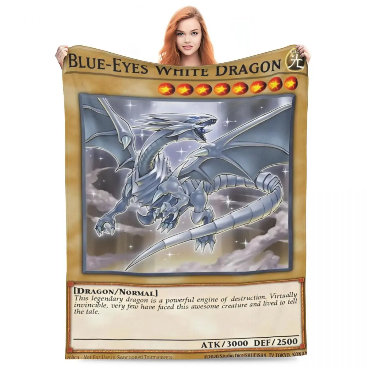 Anime Yu Gi Oh Card Blanket Cartoon Blue Eyes White Dragon Flannel Funny Soft Throw Blankets for Home Restaurant Decoration
