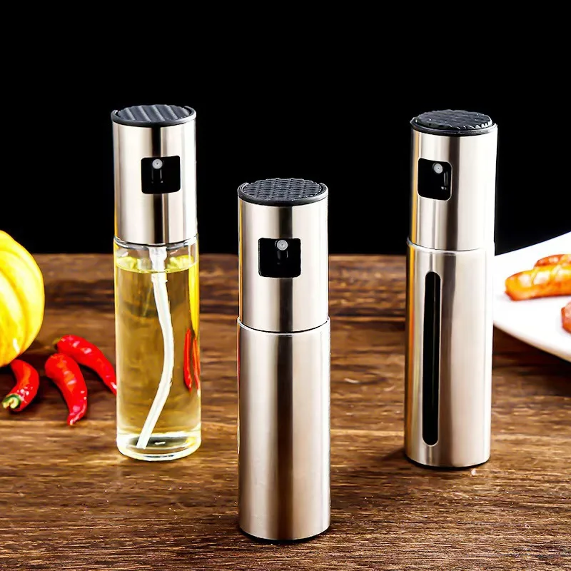 2026 New Press Type Glass Oil Sprayer for Cooking Olive Spray Mister for Salad BBQ Kitchen Baking Empty Vinegar Bottle