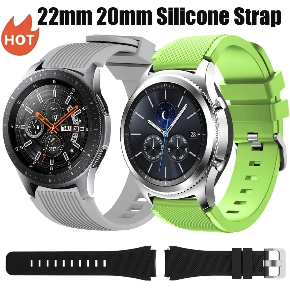 22mm 20mm Silicone Strap for Samsung Watch 7/Gear S3 /Huawei Watch 5/GT7-6-5-4 46mm Watchband Amazfit GTR/Stratos/Balance 3-2-1