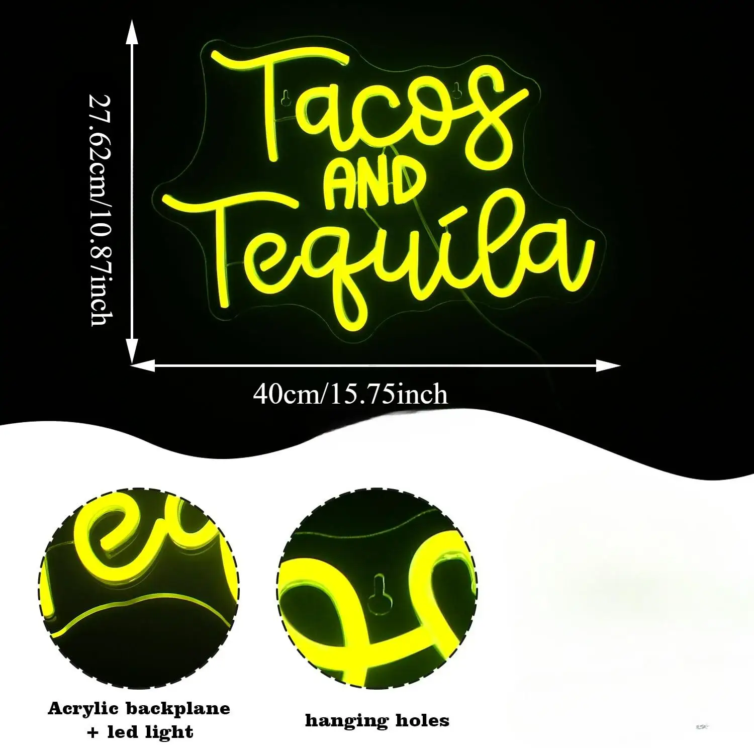 Tacos and Tequila Neon Sign Led Signs for Wall Decor USB Neon Light Up Sign for Fast Food Shop Bar Kitchen Mexican Restaurant