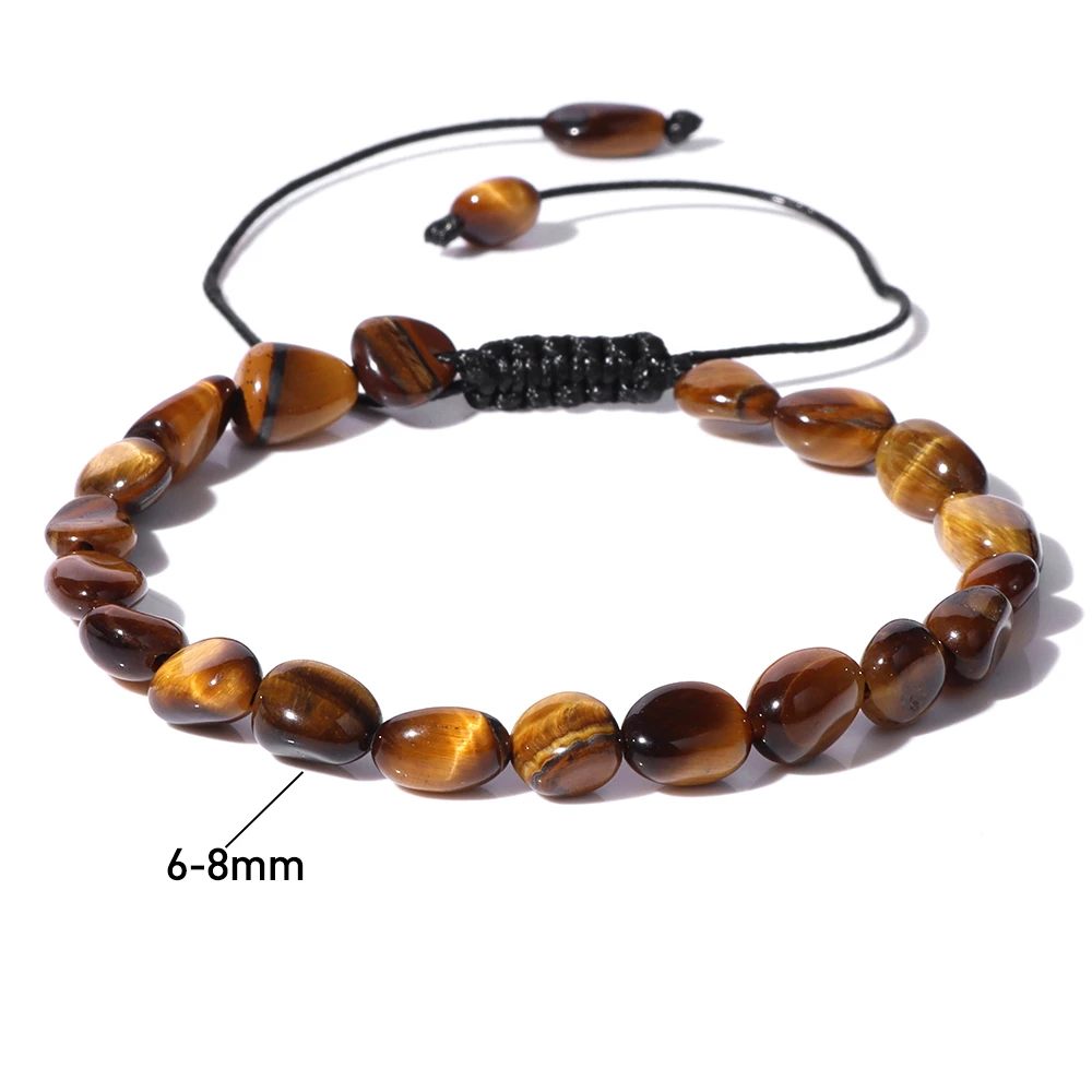 Moda uzdrawiająca kamienna bransoletka Reiki nieregularny naturalne jasne kwarcowy amazonit agaty koraliki w kolorze Tiger Eye plecione bransoletki