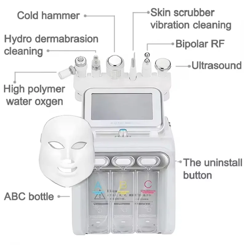 Multifunctional 7 in 1 Facial Cleanser Microdermabrasion Vacuum Spa Equipment Deep Cleanses Hydrates Skin