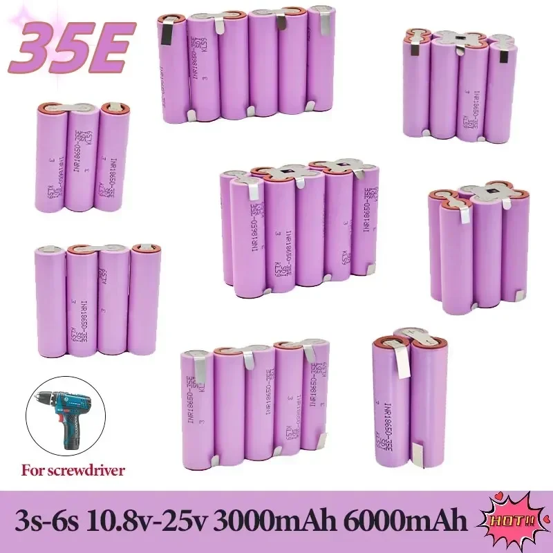 NEW 20A 18650 35E 3500mAh 7000mAh 3S 4S 5S 6S 8S 7.4V 12.6V 14.8V 18V 25.2V 29.6V For Screwdriver batteries weld battery pack