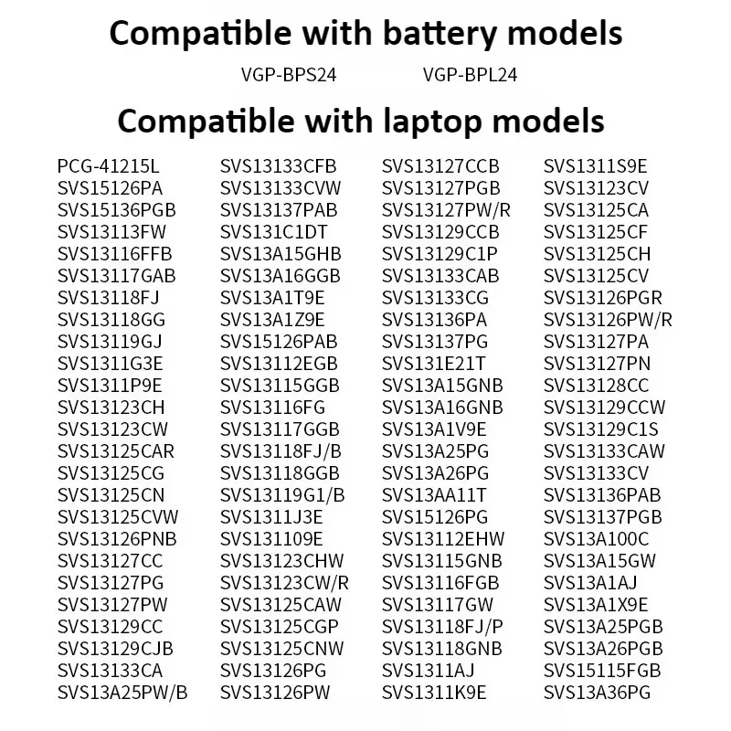 VGP-BPS24 11.1V 4400mAh Laptop Battery for Sony VAIO PCG-41217T VGP-BPL24 SVS13123 SVS13125 SVS13117 SVS13118 SVS13126 SVS13115