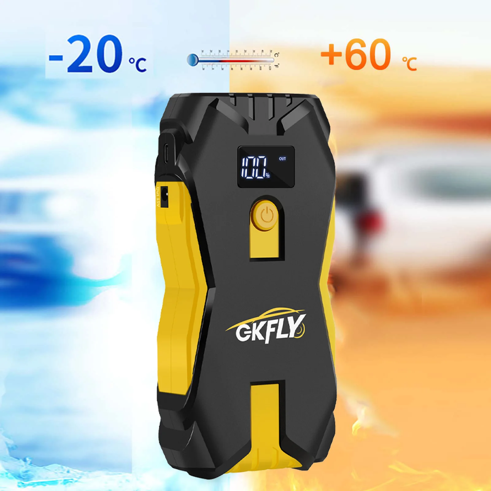 GKFLY Rozrusznik Samochodowy 12V 18800mAh Power Bank Ładowarka Samochodowa 3000A/4000A Urządzenie Rozruchowe Awaryjny Booster do Samochodów Benzynowych i Diesla — zdjęcie 6