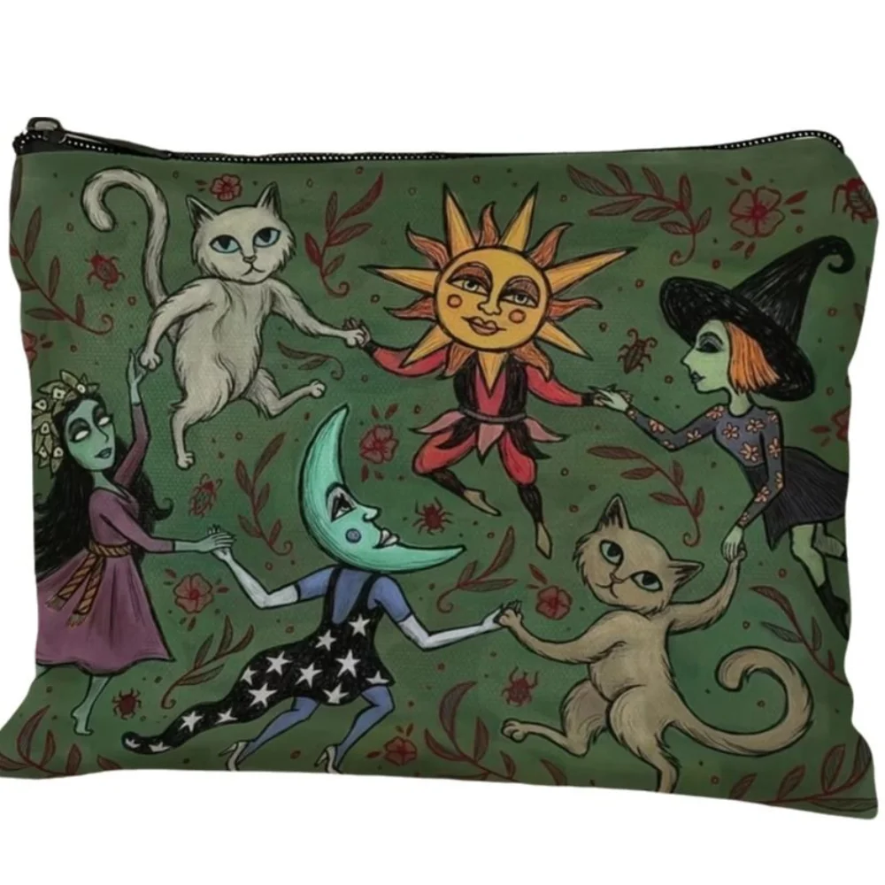 New Cat and Moon Design Makeup Bag Portable Trendy Storage Bag Durable Forest Bag Gift