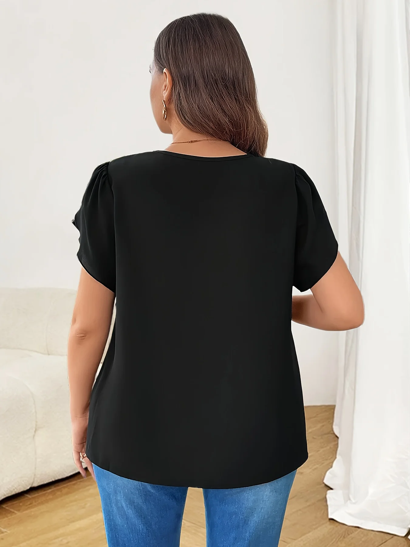 Plus size damskie w stylu casual, z nadrukami spersonalizowana odzież nowe oversized muszelki obszyte płatek rękawy damskie top