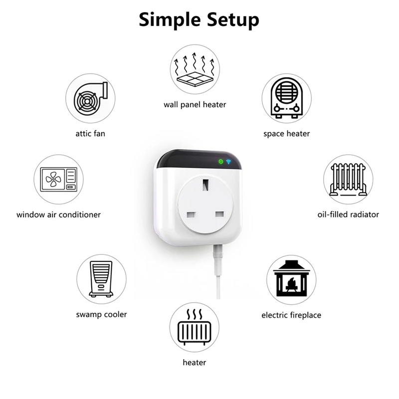 Tuya WiFi Tomada Sistema De Controle De Temperatura Inteligente, Tomada UE para Alexa, Google Home, 220V