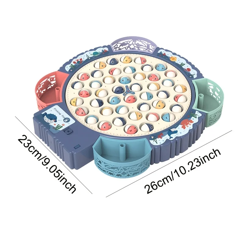 35 قطعة لعبة الصيد الكهربائية مع الموسيقى وملصقات لطيف، لعبة الصيد الممتعة المغناطيسية الدوارة للأطفال، خطاف الأسماك الدوارة