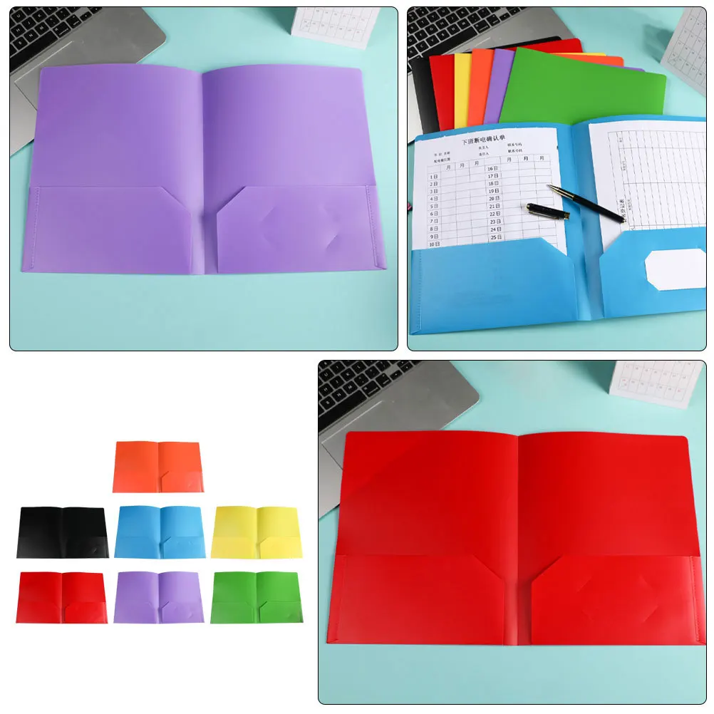 7Pcs Dual Pocket Folders Elegant Document Organizer for Conferences Two Pocket Folder