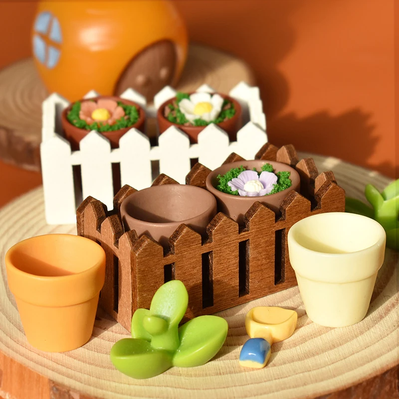 مجموعة أواني الطين لبيت الدمى الجنية، مزارعي زهور الراتنج المصغر، حزمة من 10 إكسسوارات للحديقة. #4