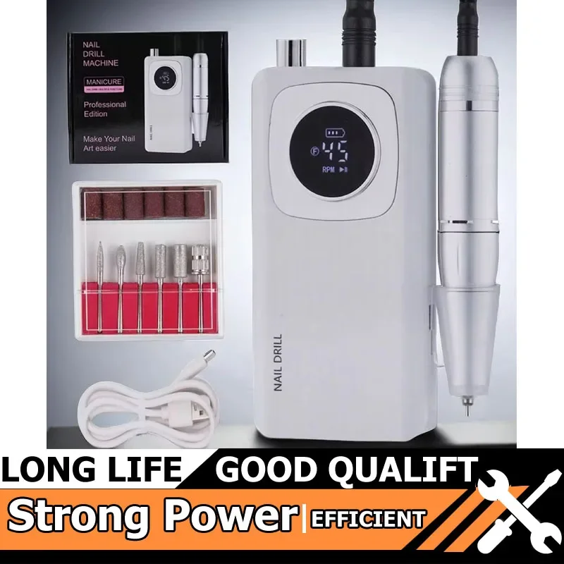 عالية السرعة 45000 دورة في الدقيقة أداة قابلة للشحن آلة حفر الأظافر مع LCD منخفضة الضوضاء المهنية طلاء الأظافر ساندر الأظافر الملحقات #1