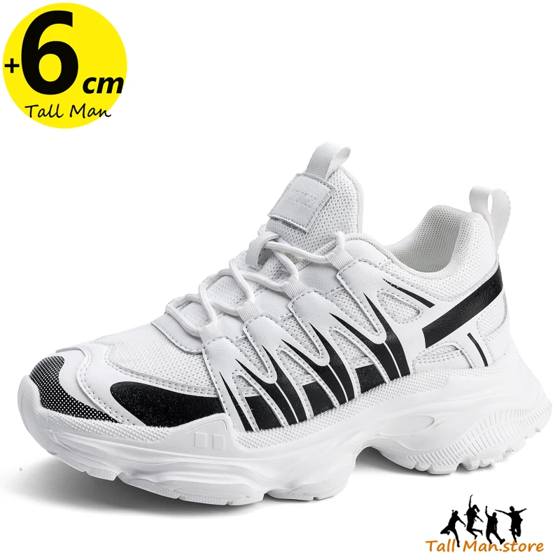 Sneakers Men Height Increase Insoles 6cm Adjustable Lifts Shoes Elevator Sports Plus Size 37-44