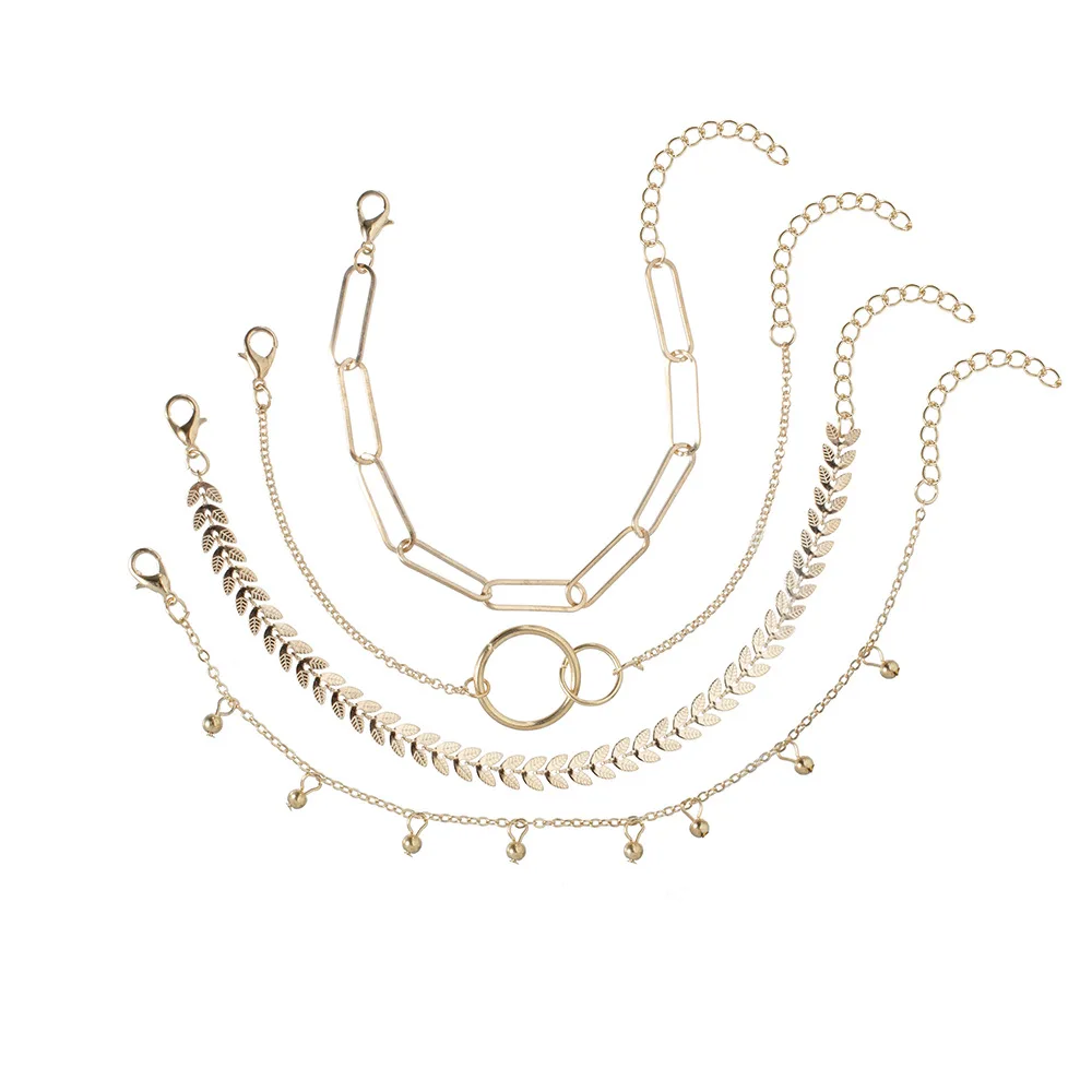 أساور بوهيمية مطرزة بالخرز للنساء ، ورق زهور جميل ، مجوف هندسي ، أطقم مجوهرات بشراشيب قابلة للتعديل ، 6 من كل طقم #3