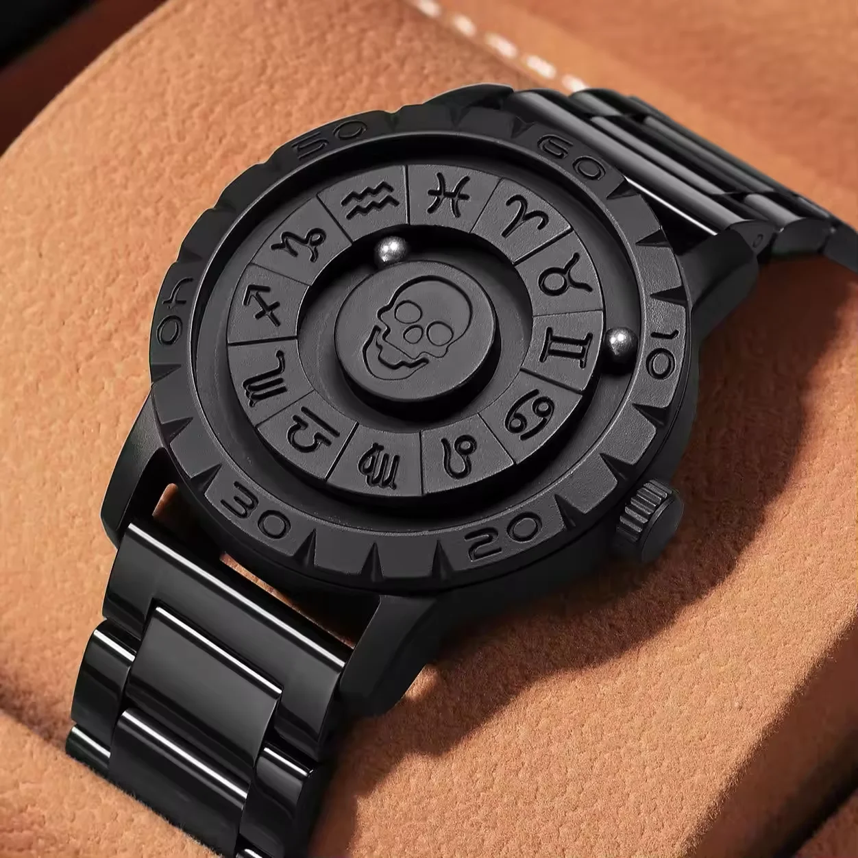 New skull Foreign Trade Special Supply Trendy Fashionskull Men's Multi-Function Waterproof Quartz Watch