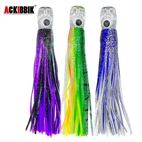 Ackibbik 1pc 16cm Squid Trolling Bait Lure Octopus Soft Baits Deep Sea Fishing Lure Trolling Skirt Lures