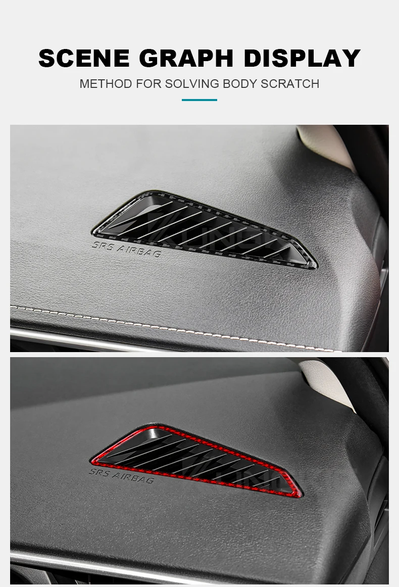Echter, weicher Carbonfaser-Aufkleber für Toyota Corolla 2019 2020 2021 2022 2023 2024 Armaturenbrett Seiten-Lüftungsschlitz Innenraumzubehör – Detail 7