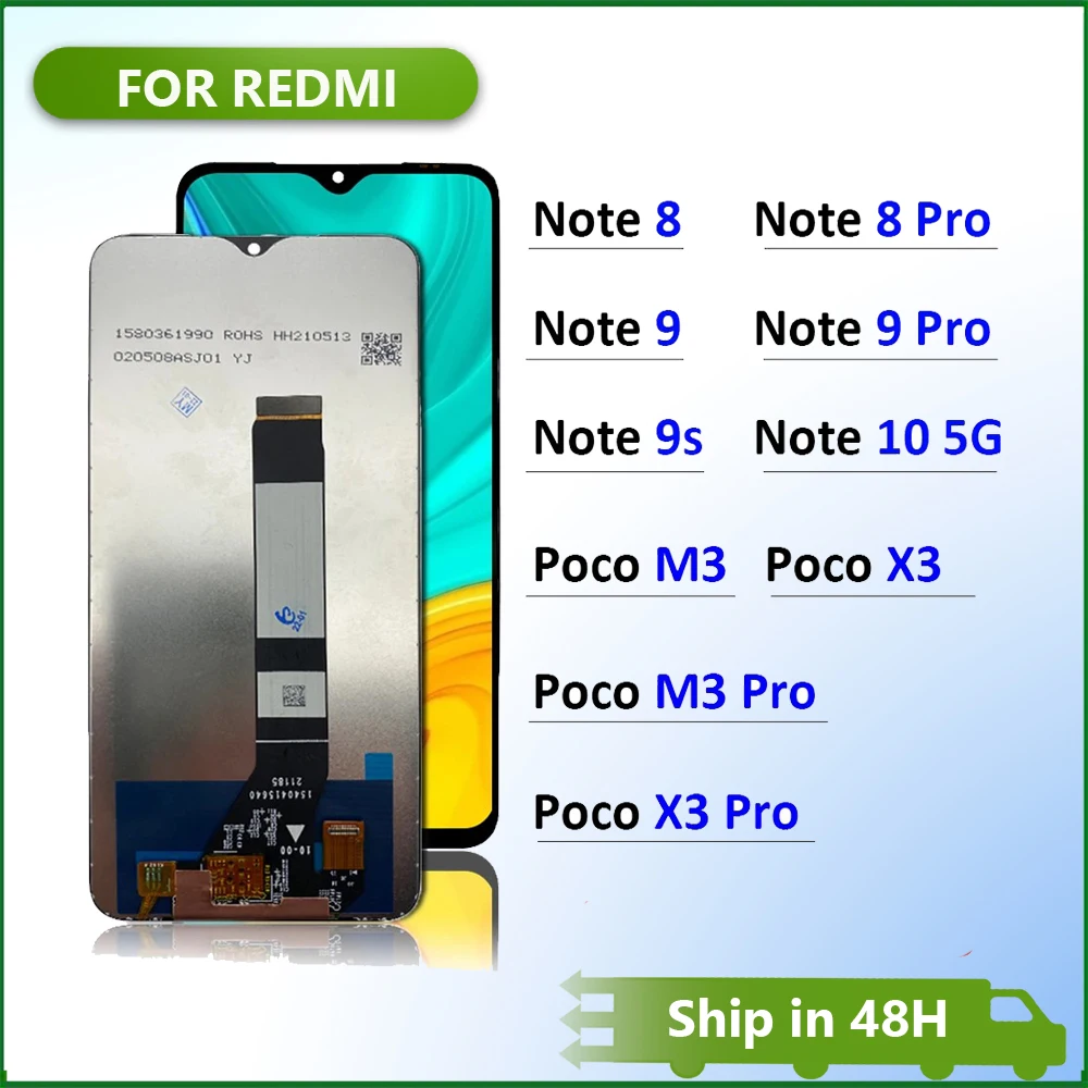 New LCD Display Touch Screen Replacement Digitizer Assembly For Xiaomi Redmi Note 7 8 9 9S 10 5G 9T / Poco M3 X3 Pro