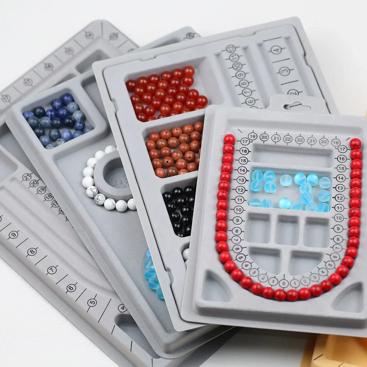 

Portable Bead Board For Bracelet Necklace Tray Beading Accessories Measuring Tools Crafts For Jewelry Making DIY PP Beading Tool