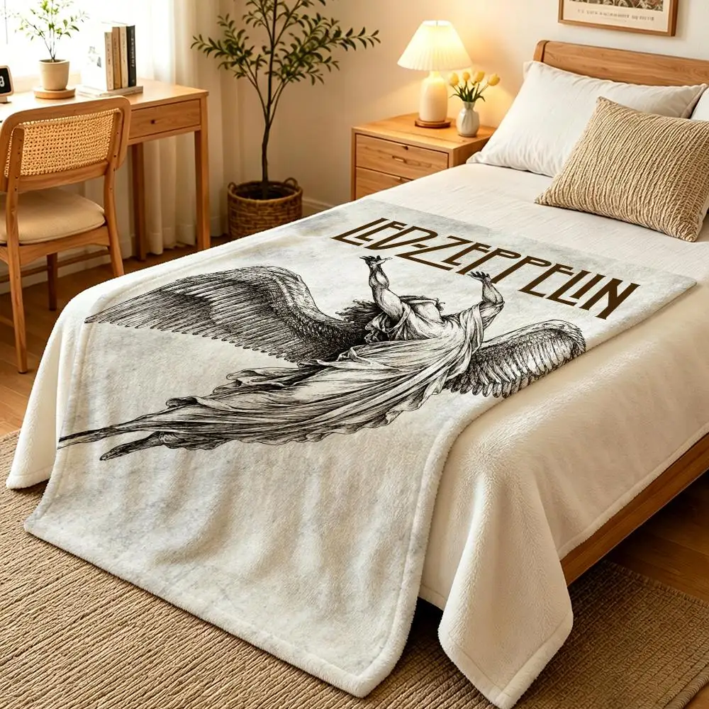 Music Rock Led Zeppelin Throw Blankets Soft Warm Flannel Blanket Bedding for Bed Living room Home Sofa