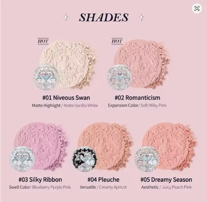 Fleur connaissance cygne Ballet fard à paupières glaçure à lèvres ange rouge à lèvres nuit d'été Blush ensemble de plaques de toilettage