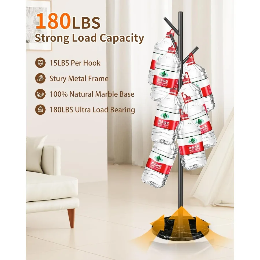 حامل معطف حديث بقاعدة من الرخام الطبيعي و8 خطافات لمدخل المكتب ومدخل السترة المعدنية القائمة بذاتها شجرة i #3