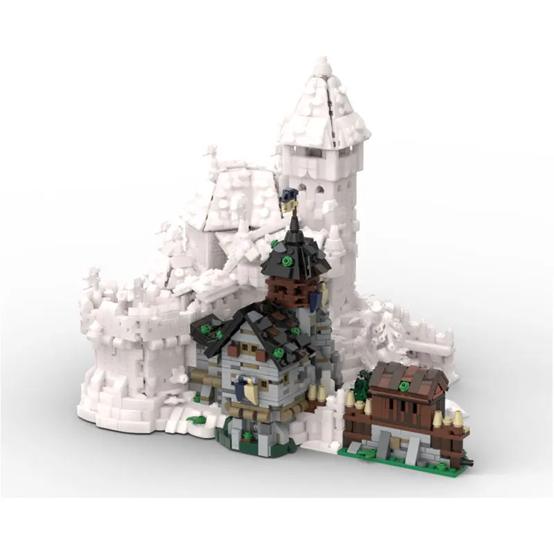 ตัวต่อ MOC ชุด Street View ซีรีส์ ปราสาทยุคกลางขนาดเล็ก ประตูบ้าน ชุดต่อขยาย DIY ของเล่นตัวต่อแบบประกอบเอง ของขวัญคริสต์มาส 944 ชิ้น