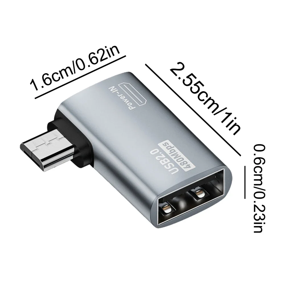 OTG مهائي كابلات 4K 90 درجة زاوية يسار/يمين تعمل بالطاقة المصغّر USB إلى USB OTG محول للتلفزيون اللوحي النار التلفزيون عصا 4K