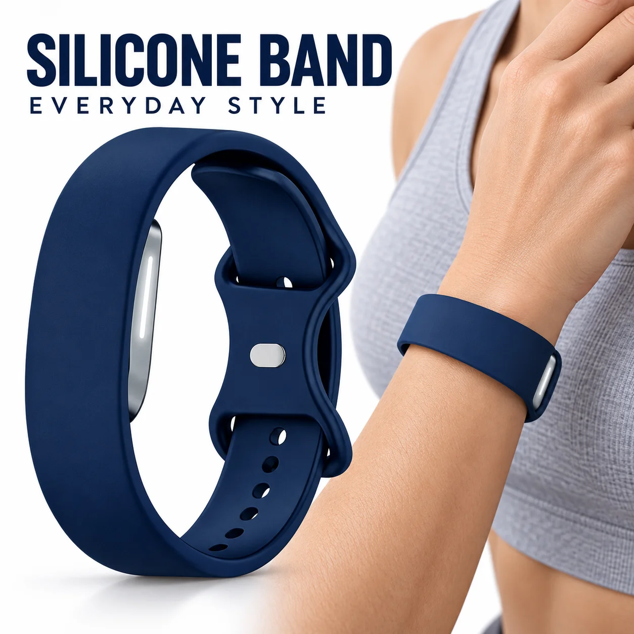 Silicone Sport Band For Hume Band 2.0 Butterfly Clasp Replacement Wristband Sweatproof Soft Strap for Running Gym Workouts