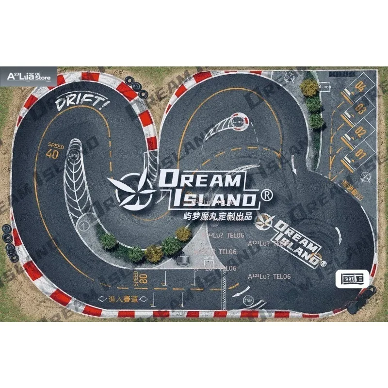 RC Drift Track Mat 2.2M x 1.5M Course Map Tarmac Rally Racing Carpet for Mini-Z Crawler Off-Road