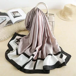 Fashion 180x90cm Satin Silk Scarf Women Luxury Large Shawl Wrap Muslim Hijab Headband Beach Stoles Female Bandana Foulard Turban