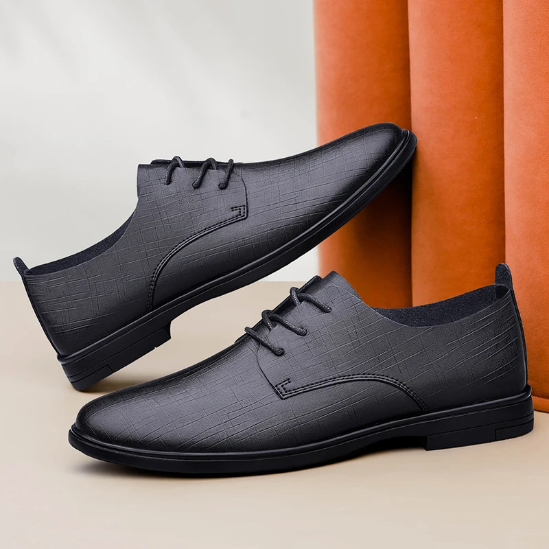 

Мужская обувь дерби, деловая банкетная удобная повседневная мужская обувь из искусственной кожи на шнуровке