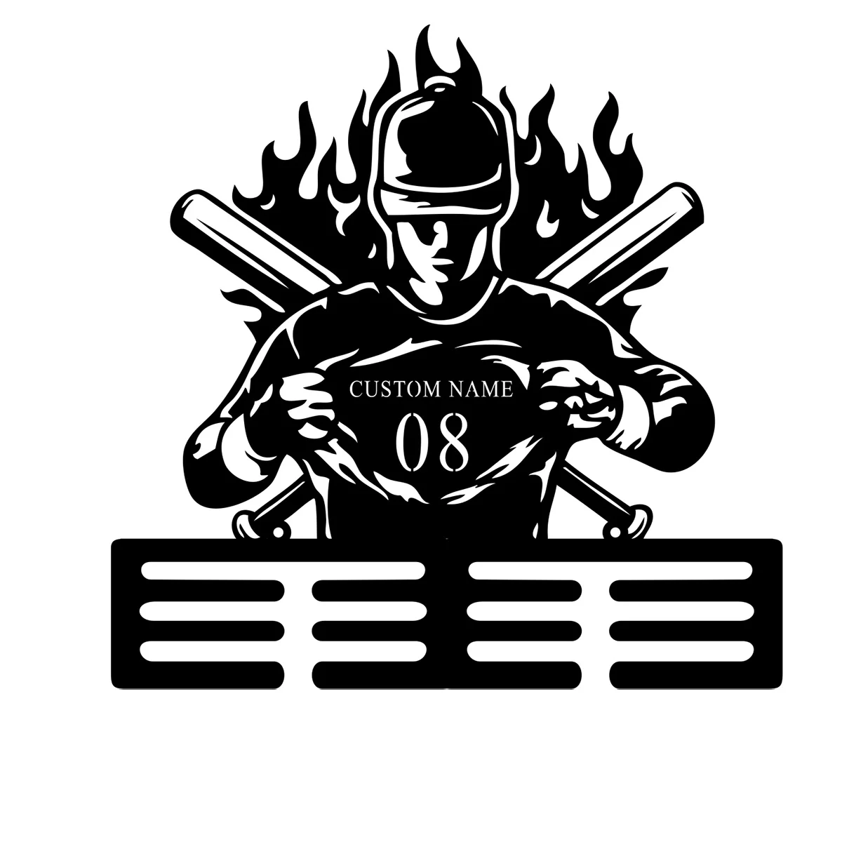 Custom Personalized Baseball Player Medal Display Hanger, Art Decor Style Metal Wall Sculpture, Custom Name Medal Holder
