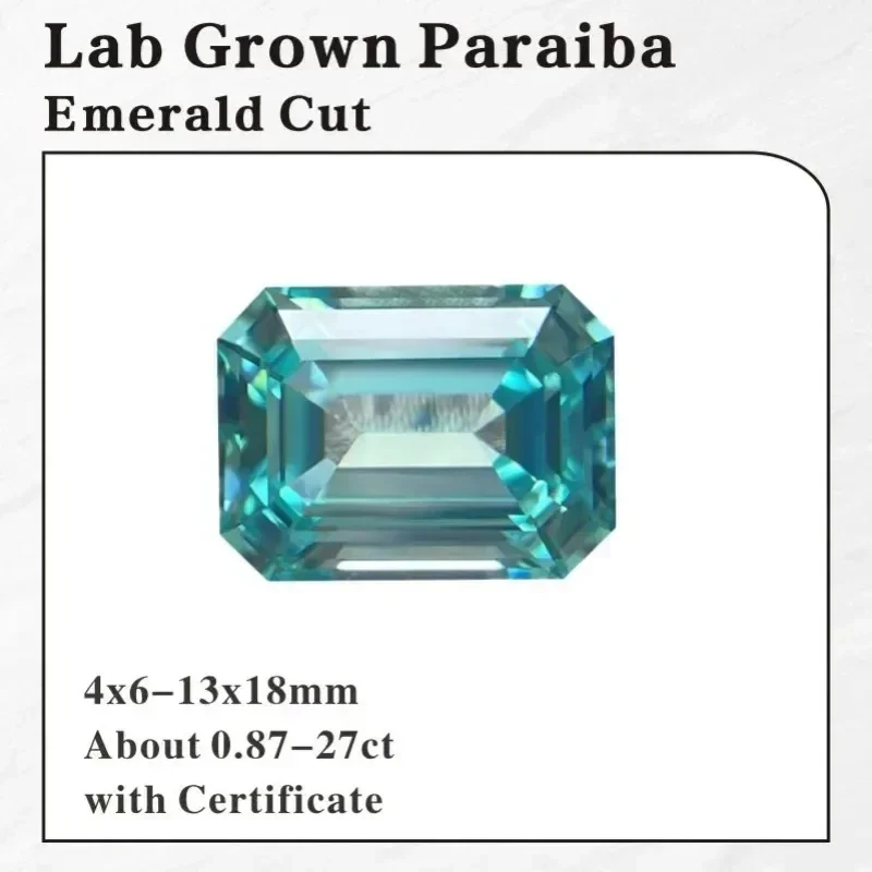 

Lab Grown Paraiba Sapphire Emerald Cut DIY Advanced Jewelry Making Materials Jewelry for Woman AGL Certificate