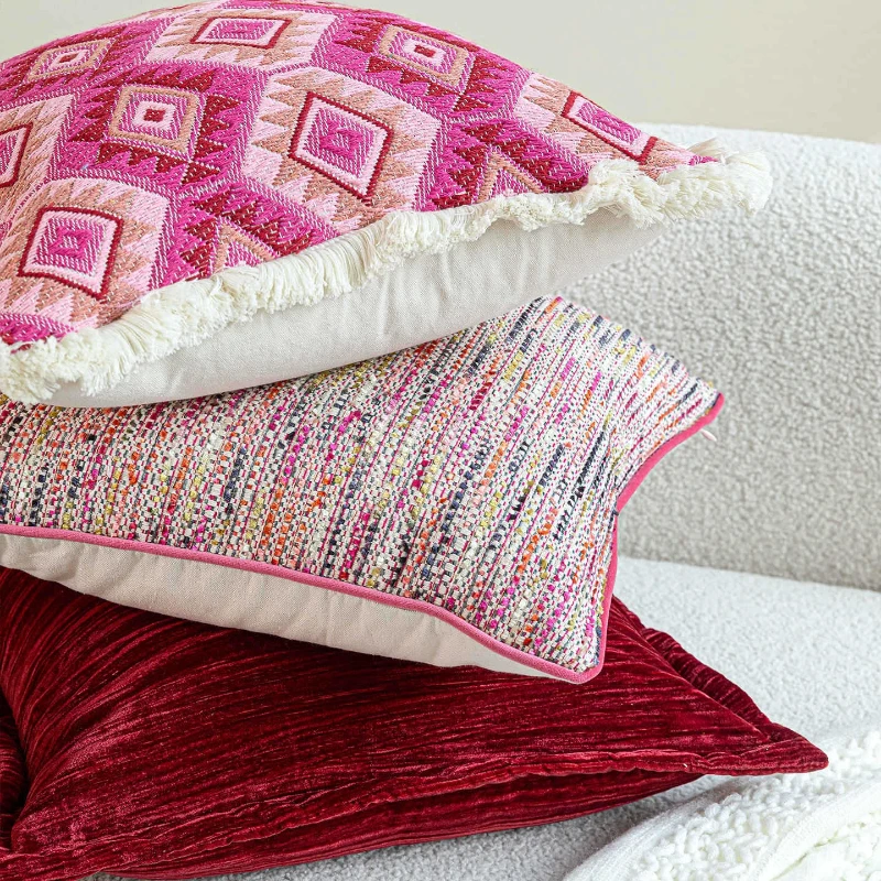 30X50/45X45CM Pink Throw Pillow Cover French Light Luxury Stamping Waist Cushion Cover Decor Home Decorative Pillowcase
