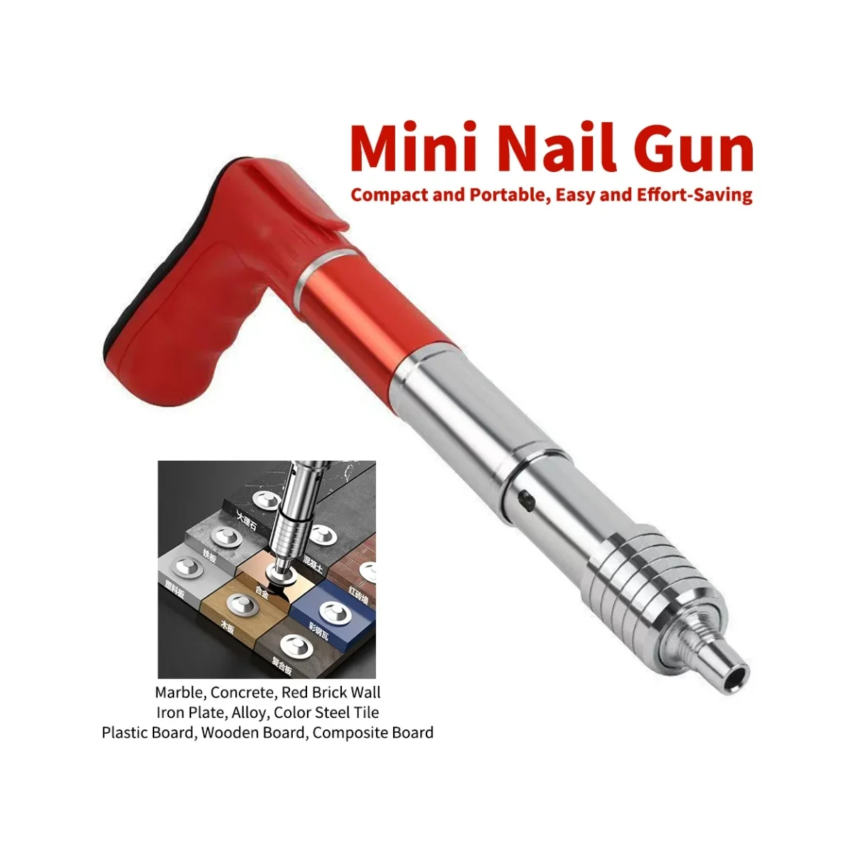 

Mini Handheld Steel Nail Gun – Wall Repair Riveting Tool for Concrete Home Improvement Adjustable Portable Nail Gun