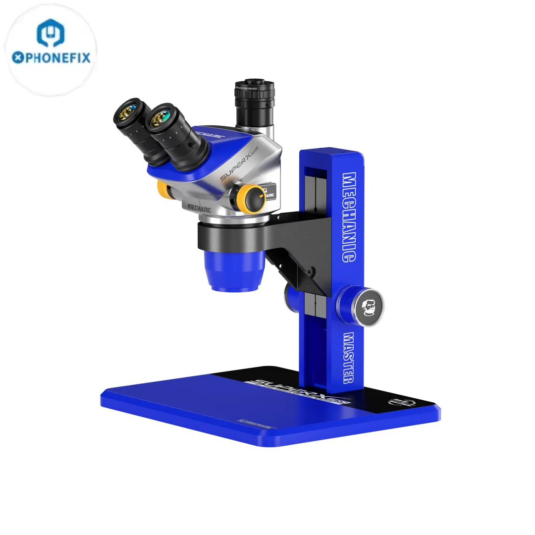 MECHANIC SPACE X PRO 1:8 Ultra High Magnification Zoom Ratio Trinocular Stereo Microscope 6.5X-52X for Lab Research PCB Welding