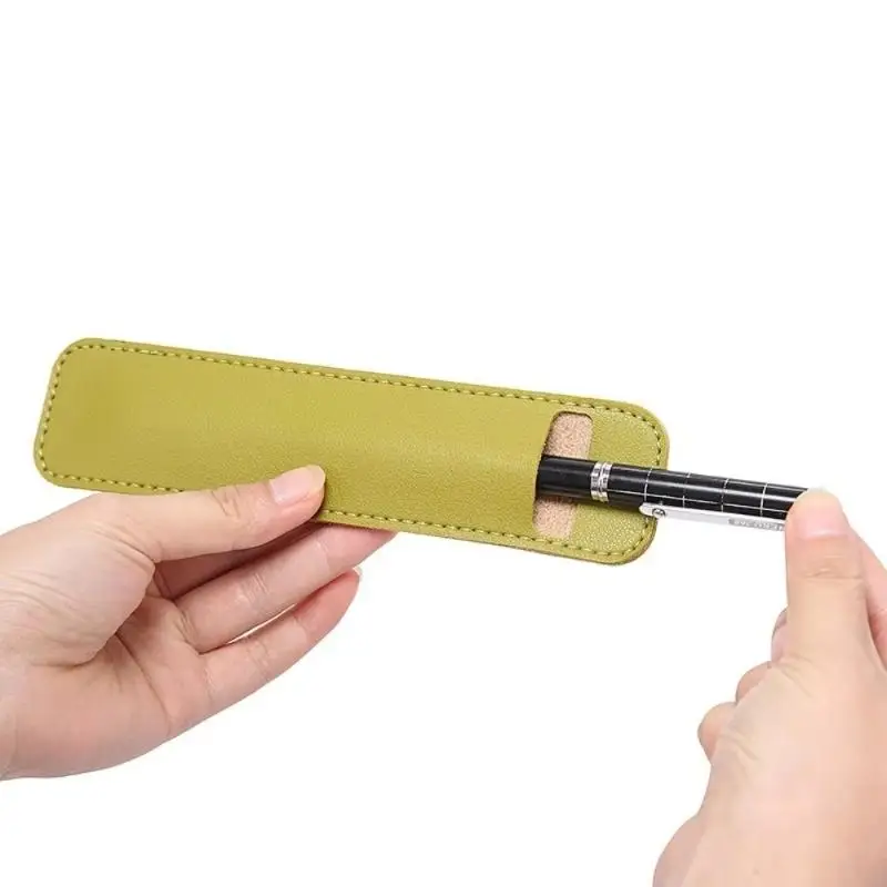 Large Capacity Pen Pouch Trendy Soft PU Leather Portable Pen Holder Bag for Students School Travel Stationery Organizer
