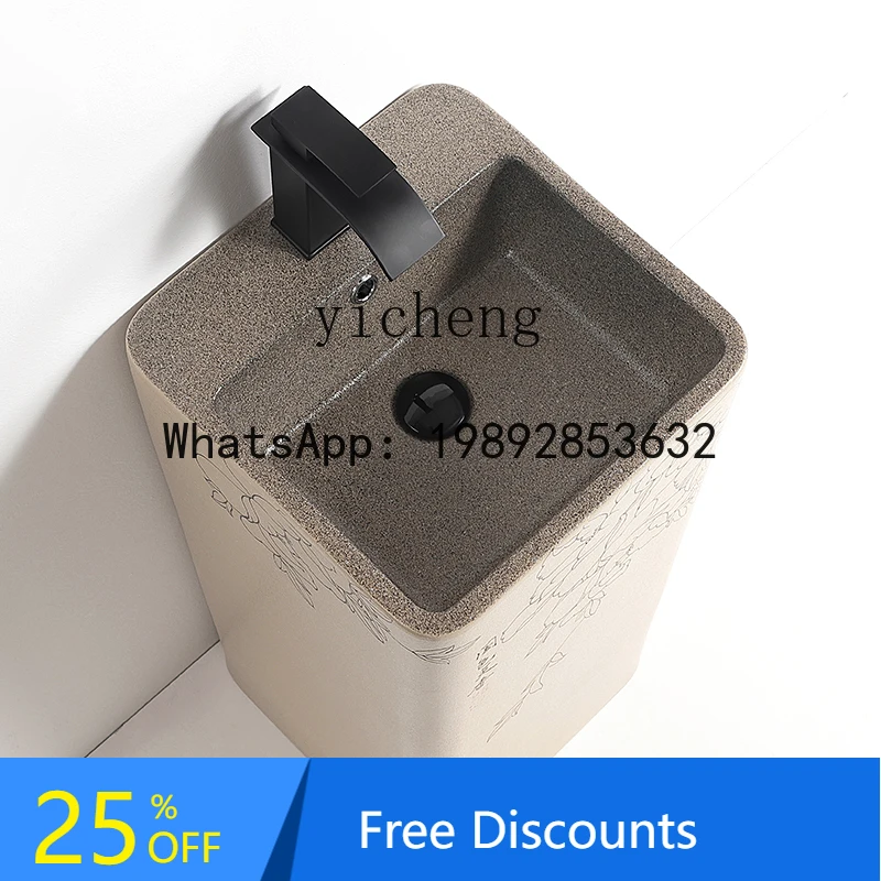 

B1 column type washbasin integrated floor type outdoor courtyard washbasin ceramic column basin