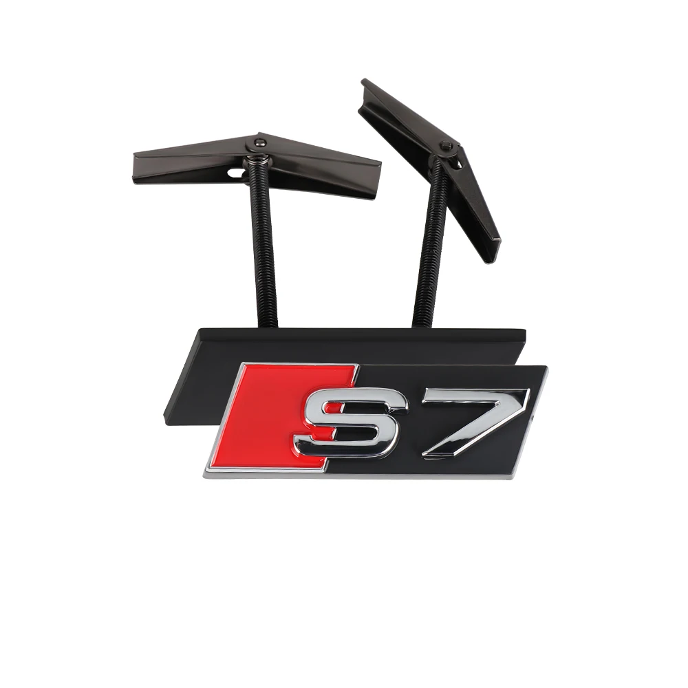 3D ABS Chrom Schwarz S Logo Kühlergrill-Emblem Aufkleber Auto Frontgrill-Abzeichen Dekoration für Audi RS3 RS4 RS5 RS6 RS7 S3 S4 S5 S6 S7 S8