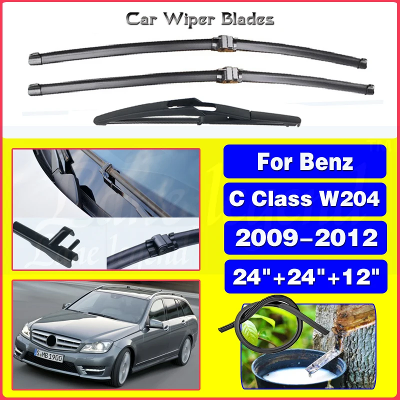 Car Wiper Front Rear Wiper Blades Set For Mercedes Benz C Class W204 2009 - 2012 Windshield Windscreen Window 24