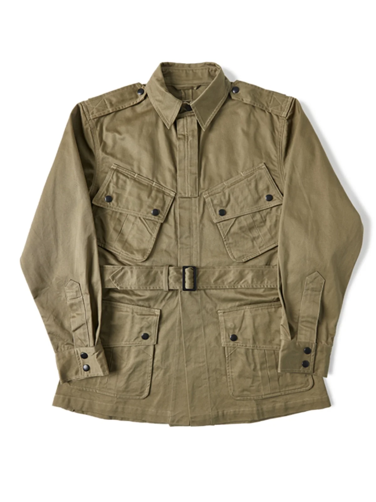 

Red Bronson M42 Paratrooper Field Jaet Khaki Drill Cloth Outerwear Stand Fit Long Sve Mid-Length Coat for Youth